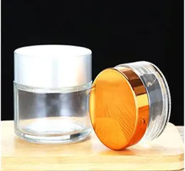 50g50ml glass cream jar cosmetics bulk emulsion cream bottle transparentfrost glass jar for skin care with gold silver lid3140960