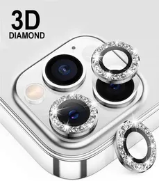 Camera Lens Protector Tempered Glass For iPhone 14 Pro Max 13 Plus 12 Bling Diamond Metal Ring Lens Film Cover4231450