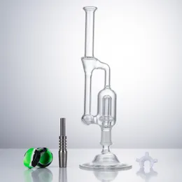 CSYC GB007 Smoking Kit Glass Bong Double Recycler Oil Rig Wax Glass water pipe bongs With 14mm Ti-tips or Quartz Banger Nail bubbler Stand base