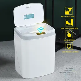Waste Bins Household Large Capacity Smart Trash Can Sensor Automatic Bin Kitchen Living Room bathroom With LED Light Kick Bucket 230531