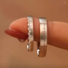 Cluster Rings European Fashion Concise English Lettering Couple Inlaid With Zircon Ring For Men And Women Marriage Jewelry Love Gift