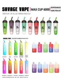 original e cigarette savage max cup 6000 puffs wdg mini cup disposables vape pen hookah puff 5000 bar rechargeable battery 50mg co1569283