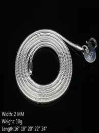 2 мм 925 серебряных серебряных серебряных серебряных змеи ожерелья для женских модных лобстеров застежка ювелирные изделия.