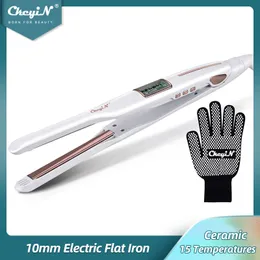 Hair Straighteners CkeyiN 10mm 3D Floating Ceramic Coating Hair Straightener Unisex Narrow Straightening Flat Iron 30s Fast Heating LCD Display 230601