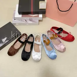 Дизайнерские туфли обувь Miu Mules Ballet Flats Shoes Women Shouse Bottom Mary Jane Комфортная ретро -эластичная лента