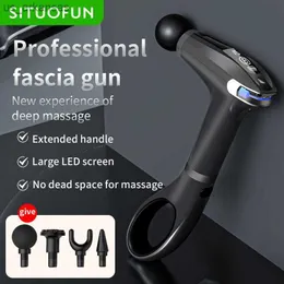 Situofun Professional Extended Massage Gun Deep Tissue Muscle Electric Massager 전신 등 및 목 통증 완화 피트니스 L230523