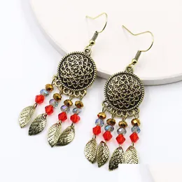 Dangle Chandelier Womens Vintage Earrings Bohemian inth Round Flower Association escorse absoy exploy exer tassel danclers brincos dhdjz