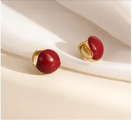 Stud Earrings LoveLink Design Style Fashion Personality Exaggerated Simple Red Enamal Women Hoop Jewelry Gift