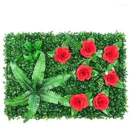 장식용 꽃 60x40cm 인공 식물 잔디밭 벽 시뮬레이션 잔디 잎 패널 홈 정원 녹색 장식 배경 문 상점 배경