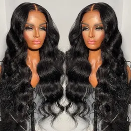 13x6 Body Wave Lace Perucas de Cabelo Humano Brasileiro 34 polegadas Water Wave 5x5 Transparente Lace Closure Frontal Wig Remy For Women