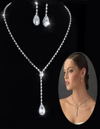 Ensembles de bijoux de mariée couleur argent à la mode pour les femmes brillant CZ Zircon cristal collier boucles d'oreilles ensemble de luxe fête de mariage Gift9997759