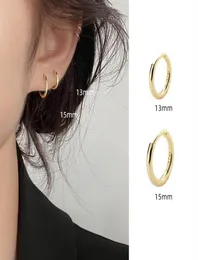 Hoop Huggie Gold Silver Color Stainless Steel Earrings For Women Small Simple Round Circle Huggies Ear Rings Steampunk Accessori8334171