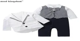 Clothing Sets Mudkingdom Baby Boy Gentleman Outfits Long Sleeve Shirt Rompers And Coat Suit For Kids Clothes Bow Tie Boys Jacket 21241077