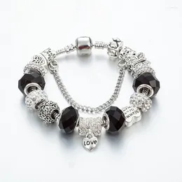 Charm Bracelets ANNAPAER Fashion Abalorio Heart Charms Bracelet & Bangle For Women Catena Black Crystal Beads Pulseira Jewelry Making