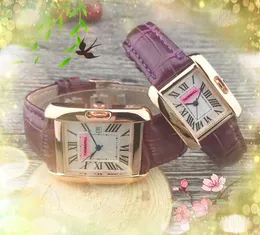 relógios populares masculinos 31mm e femininos 25mm quadrados romanos com mostrador de movimento de quartzo relógio de ouro rosa caixa de prata pulseira de couro acessórios para relógios femininos presentes de feriado
