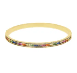 18k gold plated rainbow cz open cuff bangle for lady women 2019 new trendy gorgeous fashion jewelry colorful bracelet dia 5658mm7574520
