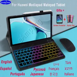 Mouse de caixa de teclado de retroilumação de casos para Huawei Matepad 11 10.4 Pro 10.8 T10S Mediapad T5 M5 10,1 m5 M6 10.8 Espanhol russo português a