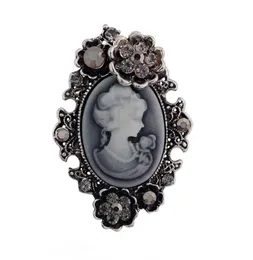 Retro Stylish Victorian Queen Lady Cameo Brooch Antique Silver Plated Beautiful Flower Cheap Brooch Pins Women Gift6331994