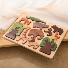 3D Puzzles 3D Bebek Oyuncaklar Orman Hayvan Bulma Kurulu Erken Eğitim Montessori Çocuk Ahşap Oyuncaklar 230531