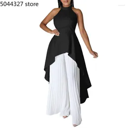 Women's Two Piece Pants 2 Women Set White Sleeveless Top And Suit Dashiki African Clothes Summer Fashion High Street Lady Chic Sets