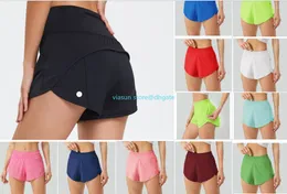 Lu Women Yoga Outfits Short Foded Running Shorts With Zipper Pocket Gym Ladies Casual Sportswear For Girls Training Fitness