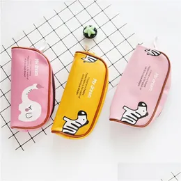 Pencil Bags Cartoon Animal Cute Case Pu Waterproof Bag School Student Large Capacity Stationery Box Organizer Gift For Kid Dbc Drop Dhs4B