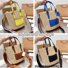 stylisheendibags Designer Woven Shopping Bags Beach Totes Straw Basket Bag Unisex Leather Zipper High Quality Small Handbag Fashion Simple letter Single Bag