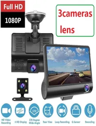 HD Night Car Dvr Dash Cam 40 Inch Video Recorder Auto Camera 3 Camera Lens With Rear View Camera Registrator Dashcam DVRs4164375