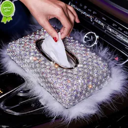Nya lyxiga pärlor bilvävnadslåda kristall diamantblocktyp vävnadslådor hållare för kvinnor pappershandduk täcker fodral bilstyling