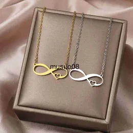 Pendant Necklaces Stainless Steel Necklaces Infinity Symbol Sweet Heart Pendants Chain Choker Korean Fashion Necklace For Women Jewelry Party Gift J230601