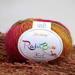 Yarn 50G/ball rainbow knit yarn fancy space dyeing wool ball rope shawl hat scarf thread medium thickness hand woven P230601