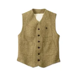 Blazers Men's Vest Wool Herringbone Single Breasted Gentleman's Steampunk Tank Top