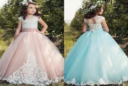 Pageant Kids Gown Lace Flower Girl Dresses For Dance Wedding Girls Princess Floor Length Child Party Birthday Dress ytz3511934225