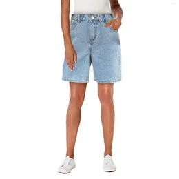 Jeans Feminino Calças de Cintura Alta Reta Solta Shorts Denim Casuais Tamanho Médio Grande Bolsos Cortados Streetwear Pantalones Y2K