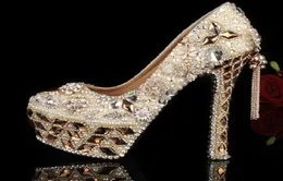Gorgeous Shoes Luxury Elegant Rhinestone Crystal Wedding Bridal Dress Shoes Jeweled Beaded Women High Heels Evening1872813