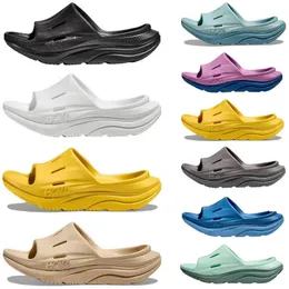 Hoka One One Ora Ora Recoverd Slide 3 Дизайнерские тапочки сандалии скользит мужчин Женщины желтый белый черный голубой светло-серый серой.
