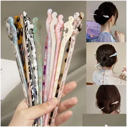 Hairpins Vintage Hair Clip Acetate Accessories For Women Girls Chopstick Shaped Clips Sticks Pins 2023 Fashion Drop Delivery Jewelry Dho7Y