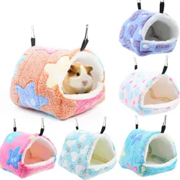 Gaiolas mole pet rede macia inverno quente chinchila esquilo pendurado ninho hamster cama de dormir pequenos animais de estimação suprimentos