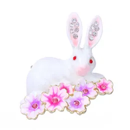 핀 브로치 wuli 베이비 에나멜 꽃 브로치 여성 유니스, 귀여운 흰색 토끼 동물 파티 캐주얼 캐시미어 핀 선물 g230529