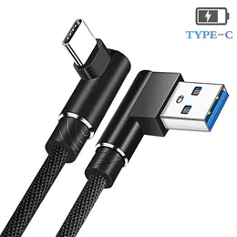 1M USB 3.1 USB Kabel typu C dla Xiaomi Samsung S20 S21 Szybkie ładowanie USB C Kabel 90 stopni QC 3.0 Kabel USB Cyp