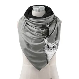 Scarves Olive Fashion Scarf Printing Shawls Wrap Women Soft Button Warm Casual