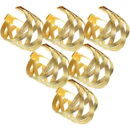 Table Cloth 6Pcs Metal Mesh Napkin Rings Ring Buckles Serviette Buckle Holder For Dinner Party