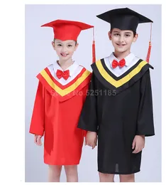 Clothing Sets Children Academic Graduation Robes Students Bachelor School Uniform Kids Class Team Gown Dress Caps Stage Party Roleplay Costume 230601