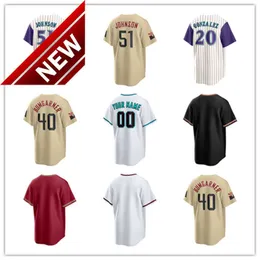 Custom Jersey 20 Luis Gonzalez 51 Randy Johnson 40 Madison Bumgarner 23 Zac Gallen 27 Zach Davies Andrew Chafin Miguel Castro Baseball Jerseys