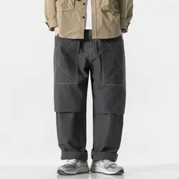 Erkekler Pantolon Adam Japonya Sokak Giyim Moda Gevşek BÜYÜK CEP GENİ BEG BAG BAŞLI KARGO CITYBOY DIŞ MOVER BOYUT Boy Pantolonlar