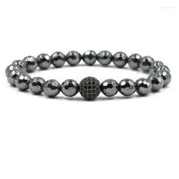 Strand 10mm Micro Inset Zircon Ball Elastic Bracelet Statement Black Gallstone Beads Bangle Joias Para Mulheres, Homens 2023