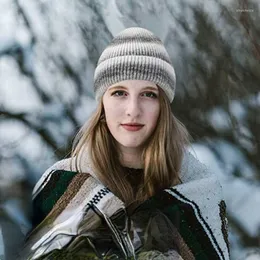 Berets Fashion Tie Dye Knitted Hat Winter Keep Warm For Women Men Wool Casual Hip Hop Caps Outdoor Windproof Hats