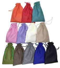 50pcslot 15 20cm 12 Color Handmade Jute Drawstring Bags Pouch Burlap Wedding Party Christmas Gift Bags Jewelry Pouches Packaging8486177