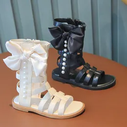 Sandały 2023 Letnia moda wycięta dziewczyna's Big Bow Children's Roman Open Top Buty Kids 230601