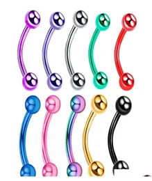 10PcsLot Surgical Steel 3Mm Ball Eyebrow Piercing Internally Threaded Curved Barbell Helix Earring Lip Ring Nipple Rings Body Jew8509758